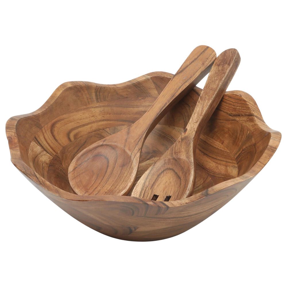 Gibson Overseas, Inc Sandhurst 3-Piece Acacia Wood Salad Bowl Set in Natural, , large