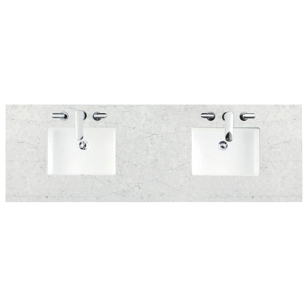 James Martin Vanities Brittany 72" Double Bathroom Vanity in Saddle Brown with 3 cm Eternal Jasmine Pearl Quartz Top and Rectangular Sink, , large