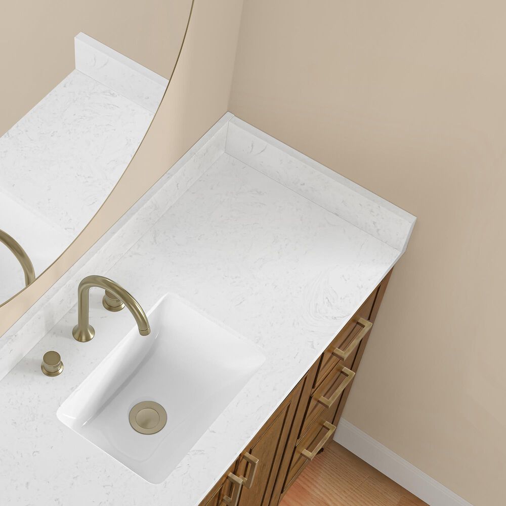 37B Lucerne 48" Single Bathroom Vanity in Dark Maplewood with Marble Top and Backsplash, , large