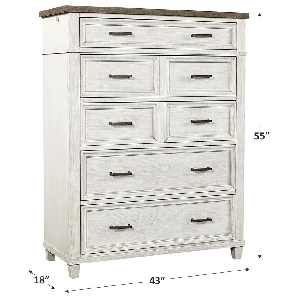Riva Ridge Caraway 5 Drawer Chest in Aged Ivory with Clothing Rod, , large