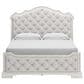 Millenium Arlendyne King Upholstered Bed with 2 Nightstands in Antique White, , large