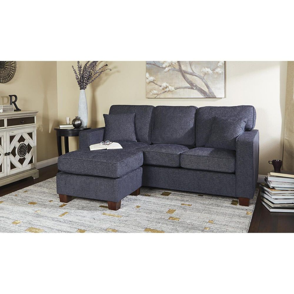 OSP Home Russell 3Piece Reversible Sectional with Chaise in Blue NFM