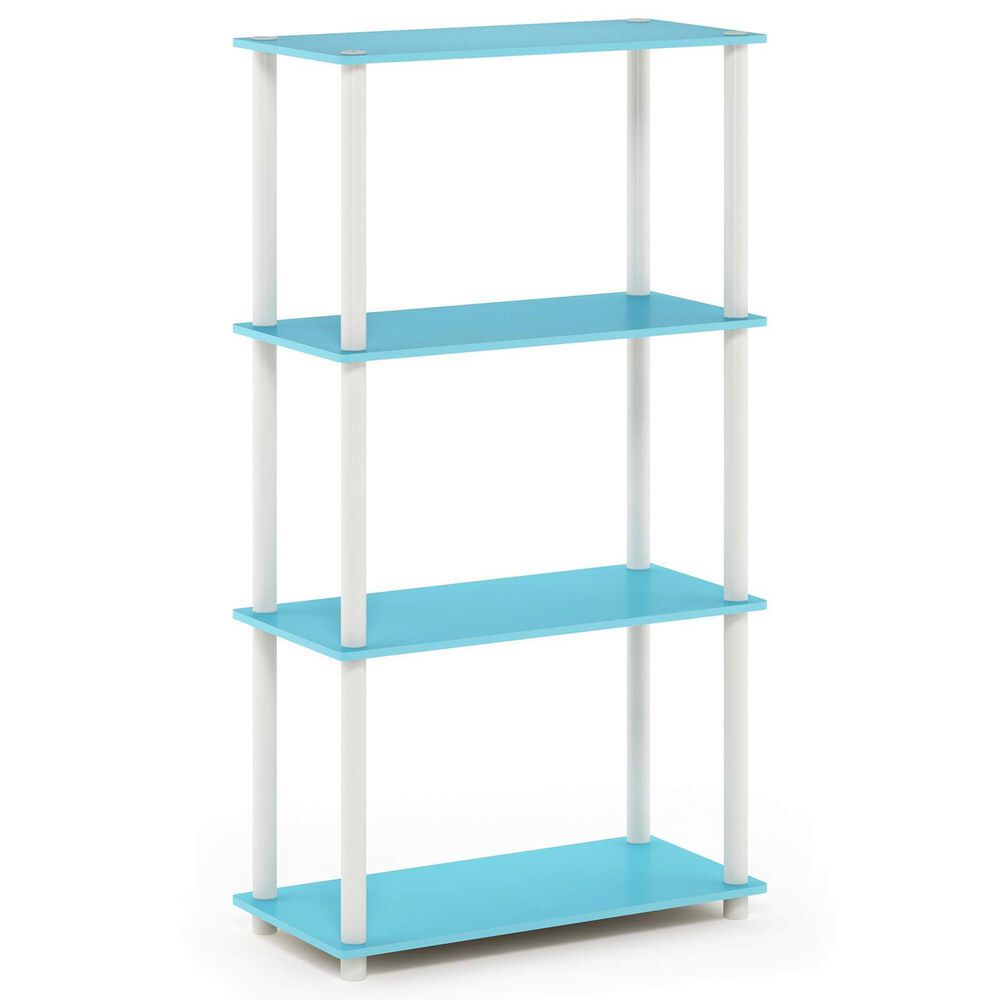 HOMLUX Turn-N-Tube 4-Tier Multipurpose Shelf Display Rack in Light Blue and White, , large