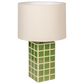 Creative Coop Zara Stoneware Table Lamp in Green and White, , large