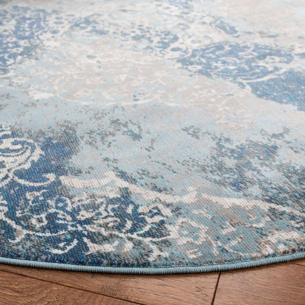 Safavieh Aria 6&#39;6&quot; Round Light Blue and Ivory Area Rug, , large