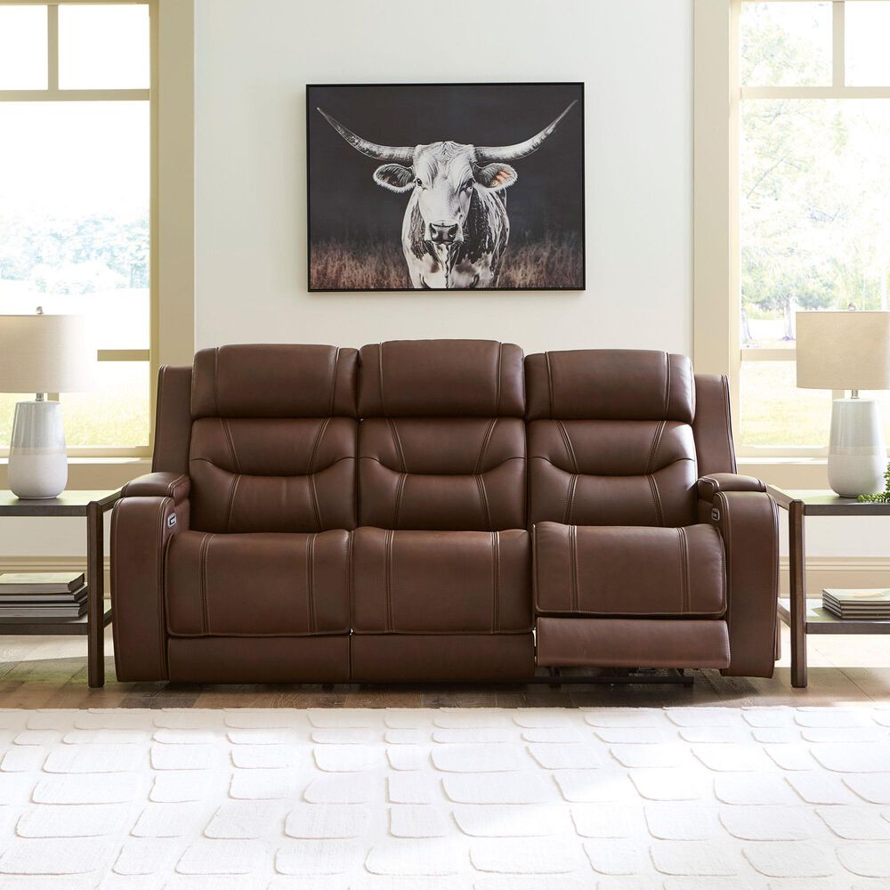 Ashley Knightington Power Reclining Sofa in Brown, , large