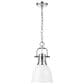 Golden Lighting Duncan 1-Light Small Pendant with Chain and White Shade in Chrome, , large