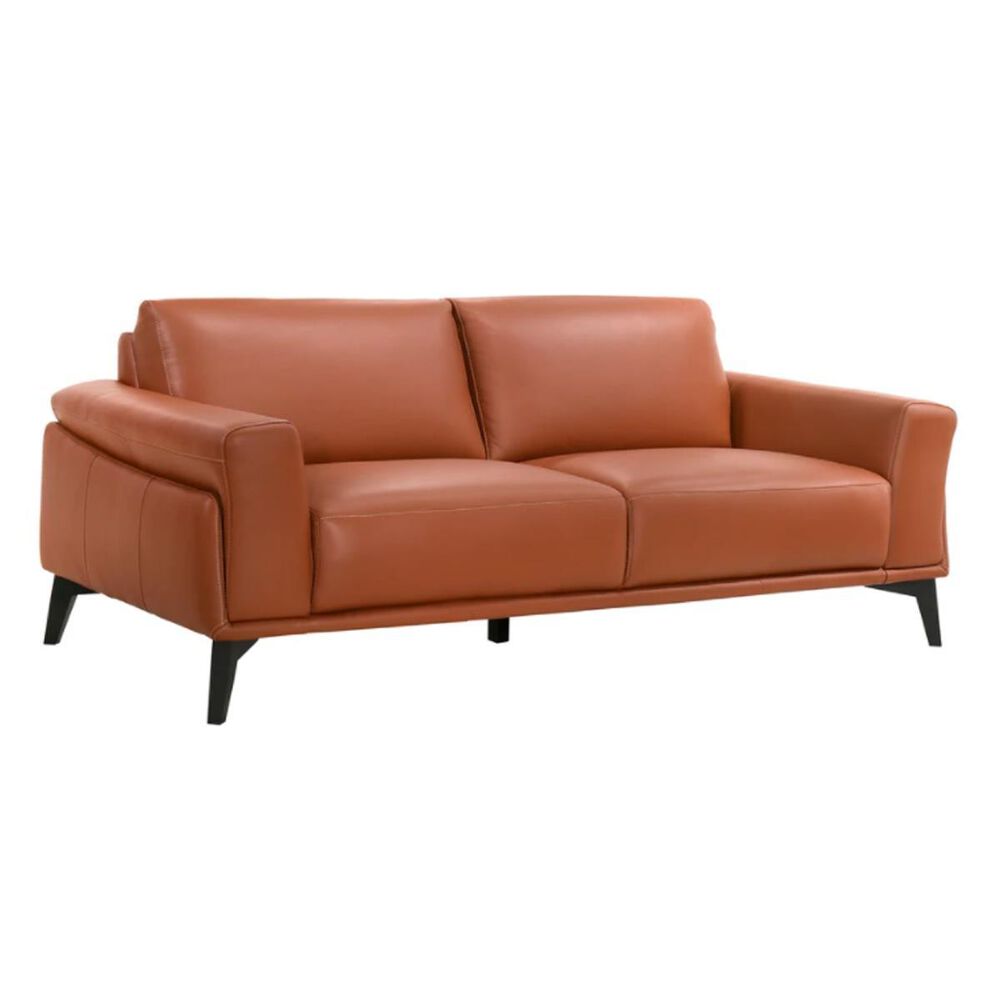 New Heritage Design Como 78" Leather Sofa in Terracotta, , large