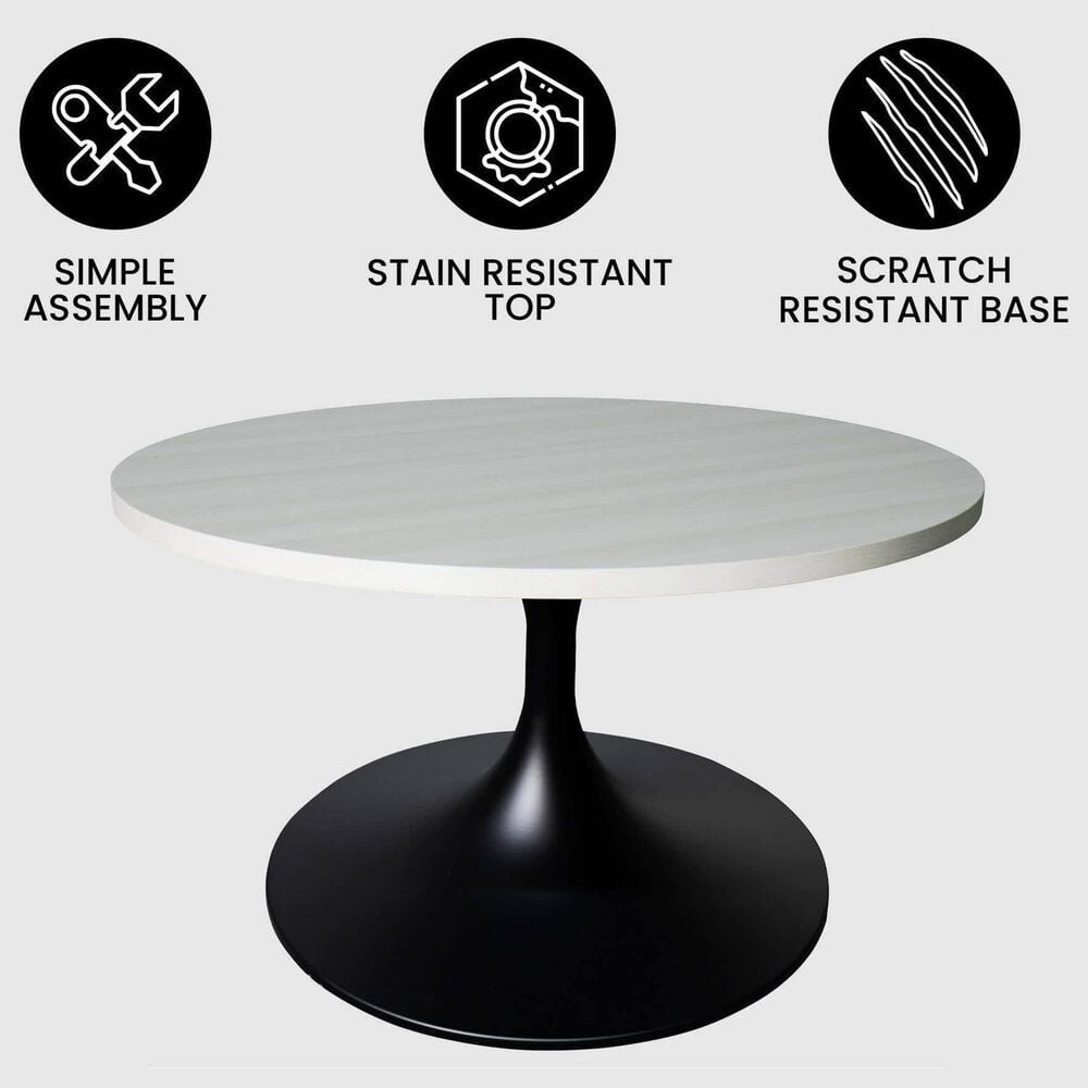 Leisuremod Verve 27&quot; Coffee Table with MDF Top in Black and Light Natural, , large