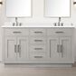Lexora Home Abbey 60" Double Bathroom Vanity in White Oak with 2 cm White Quartz Top and Rectangular Sinks, , large