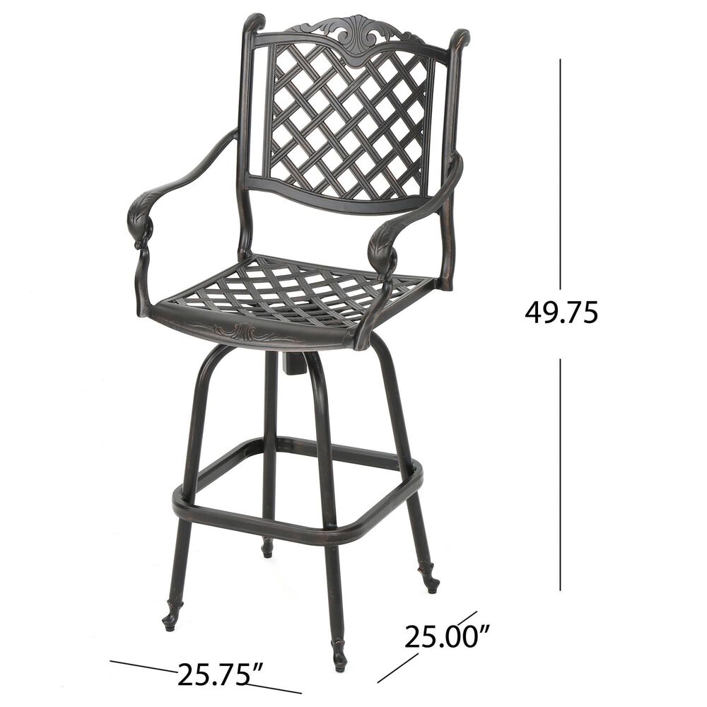Noble House Avon Patio Barstool in Shiny Copper &#40;Set of 2&#41;, , large