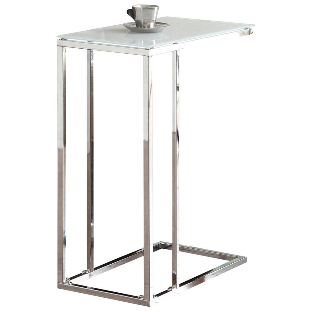Pacific Landing Snack Table with Frosted Tempered Glass Top in Chrome, , large
