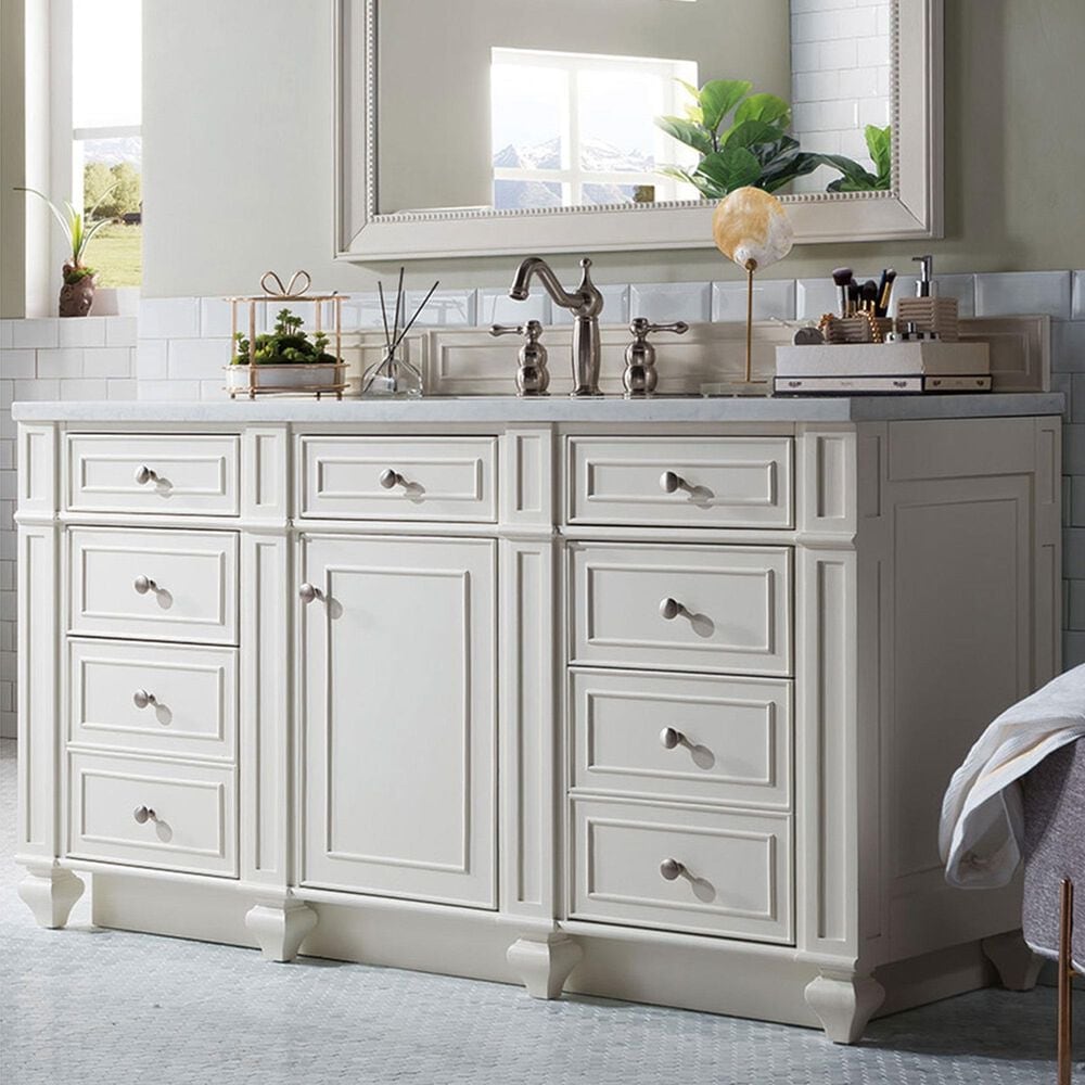 James Martin Vanities Bristol 36&quot; Single Bathroom Vanity in Bright White with 3 cm Arctic Fall Solid Surface Top and Rectangular Sink, , large