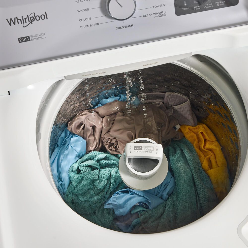 Whirlpool 4.2 - 4.3 Cu. Ft. Top Load Washer with 2-in-1 Removable Agitator and Soft Close Glass Lid in White, , large
