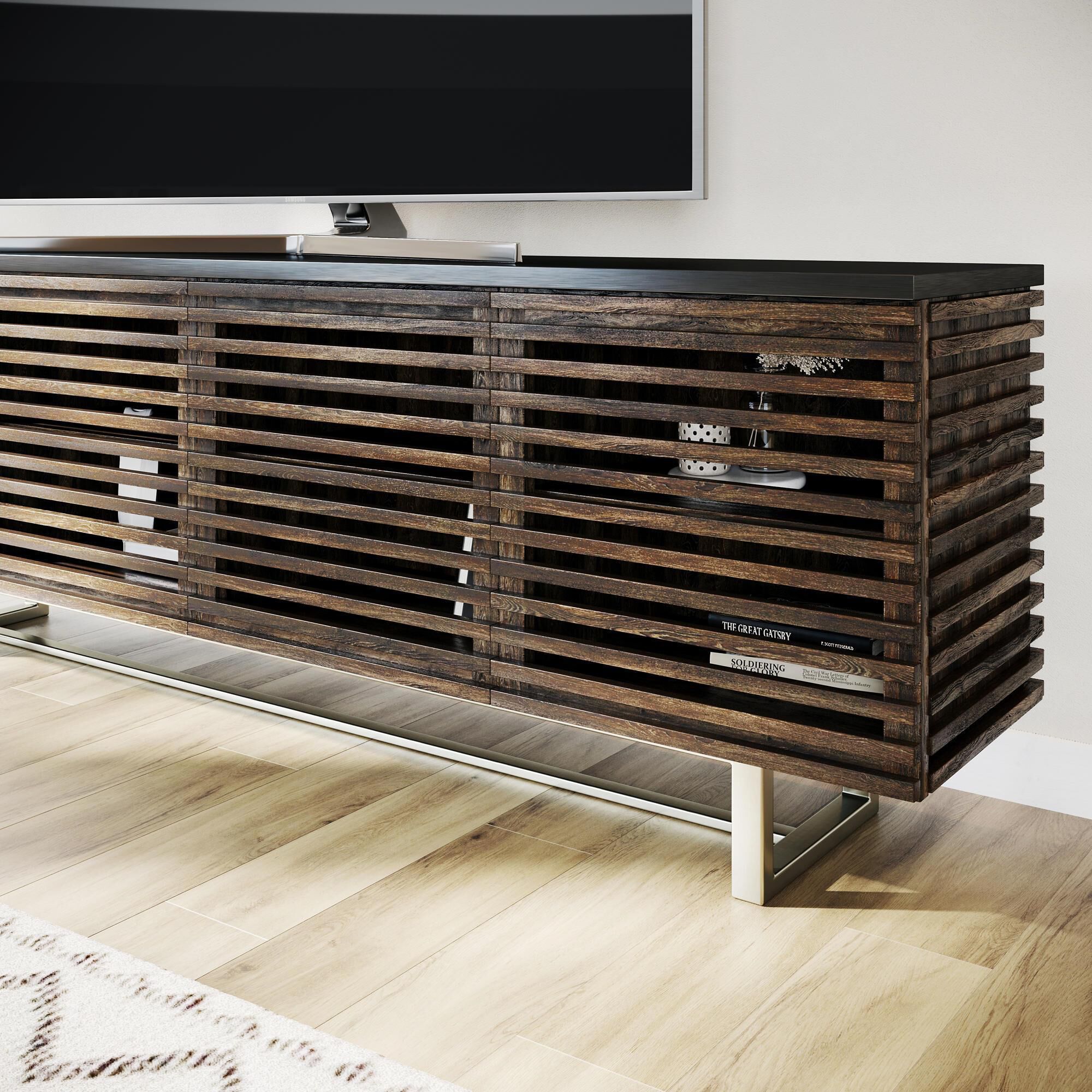Hooker Furniture 78 Entertainment Console in Dark Gray and Antique Bronze