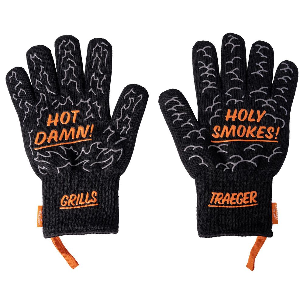 Traeger Grills Heat Resistant BBQ Grilling Mitts with Silicone Grip in Black, , large