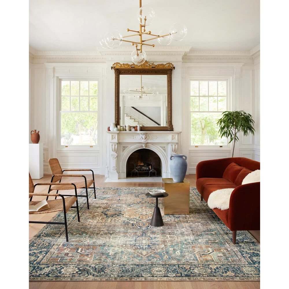 Loloi II Margot 5&#39; x 7&#39;6&quot; Terracotta and Lagoon Area Rug, , large