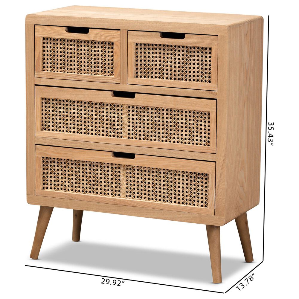 Baxton Studio Alina 4-Drawer Accent Storage Cabinet in Medium Oak, , large