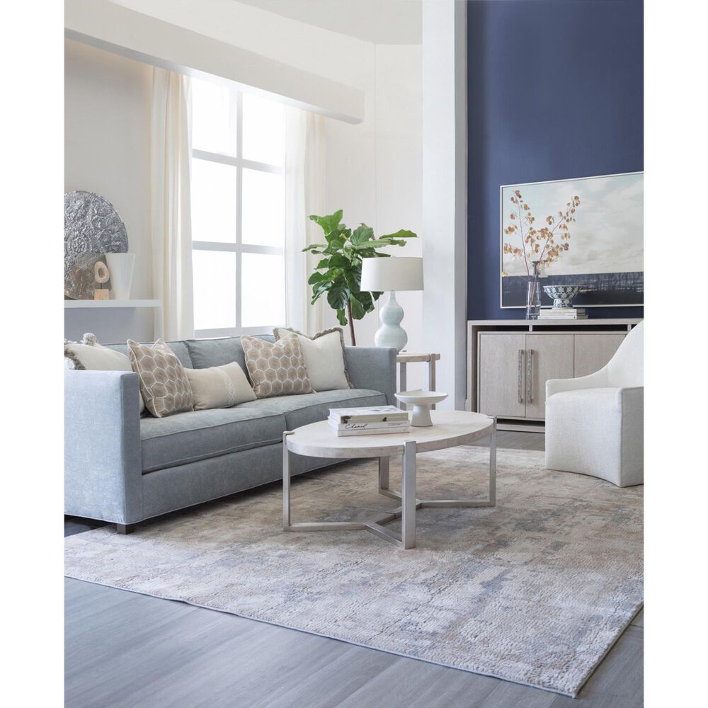 Artistica Metal Denizen Coffee Table in White and Champagne Silver, , large