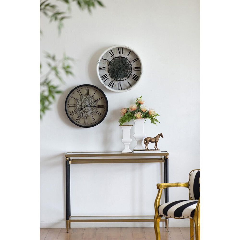 A&amp;B Home Roman Numeral Gear Wall Clock in Black, , large