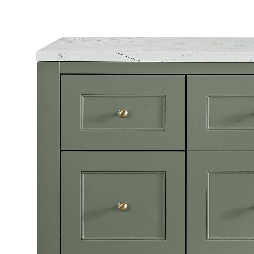 James Martin Vanities Breckenridge 60&quot; Single Bathroom Vanity in Smokey Celadon with 3 cm Ethereal Noctis Quartz Top and Rectangular Sink, , large