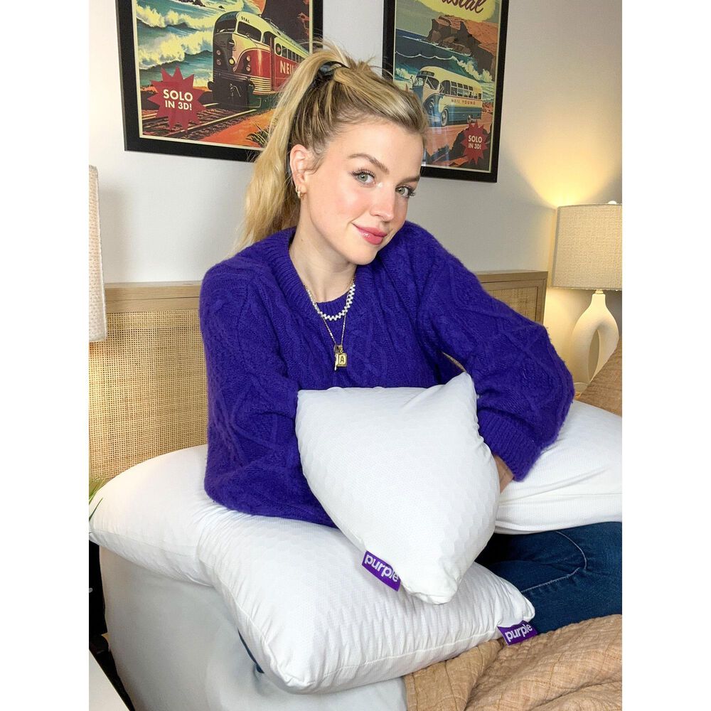 Purple Freeform King Pillow in White, , large