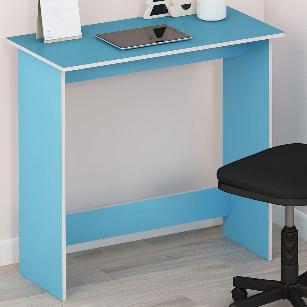 HOMLUX Modern Computer Desk in Light Blue and White, , large