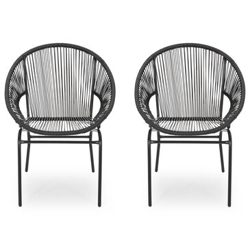 Noble House Nusa Patio Club Chair in Black and Blue (Set of 2), , large