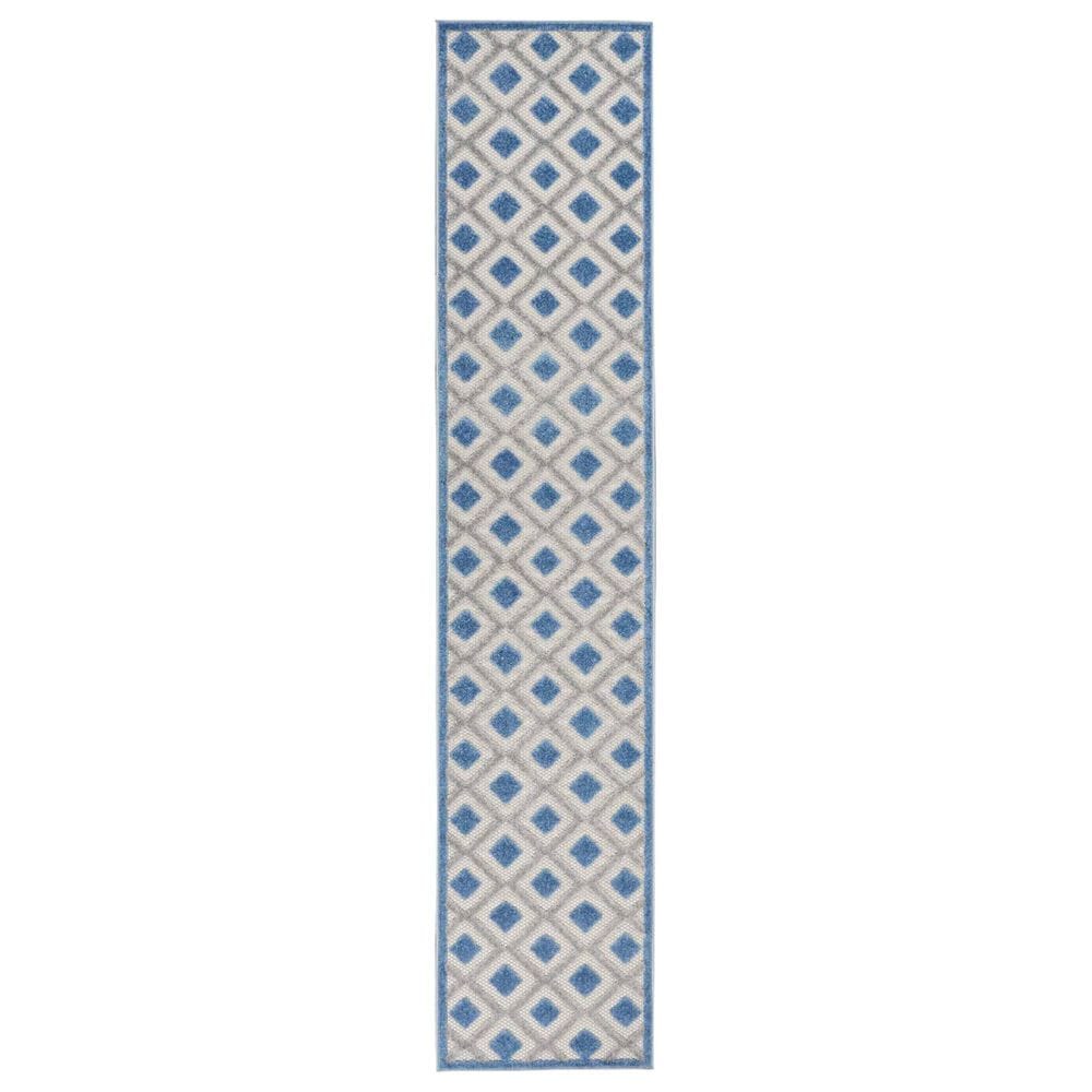 Nourison Aloha ALH26 2"3" x 10" Blue and Grey Indoor/Outdoor Runner, , large
