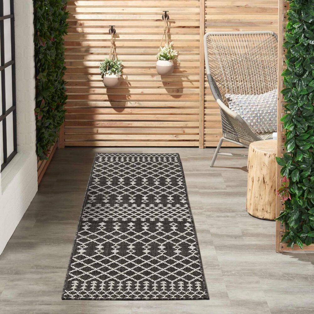 Nourison Positano Southwestern Black 2&#39; x 6&#39; Indoor/Outdoor Runner, , large
