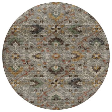 Dalyn Rug Company Silk Road Pewter, Gray, Ivory, Paprika, Sage and Gold 8" Round Area Rug, , large