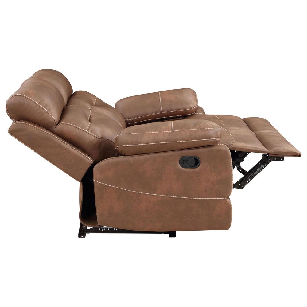 Steve Silver Rudger Manual Reclining Loveseat in Chestnut Brown, , large