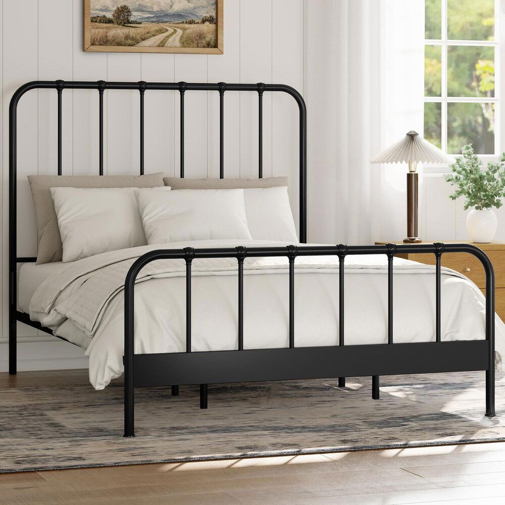 Richlands Furniture Javi Queen Slat Platform Metal Bed in Black, , large