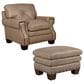 Bordeaux & Co Stationary Leather Chair and Ottoman Set in Juno Pebble, , large