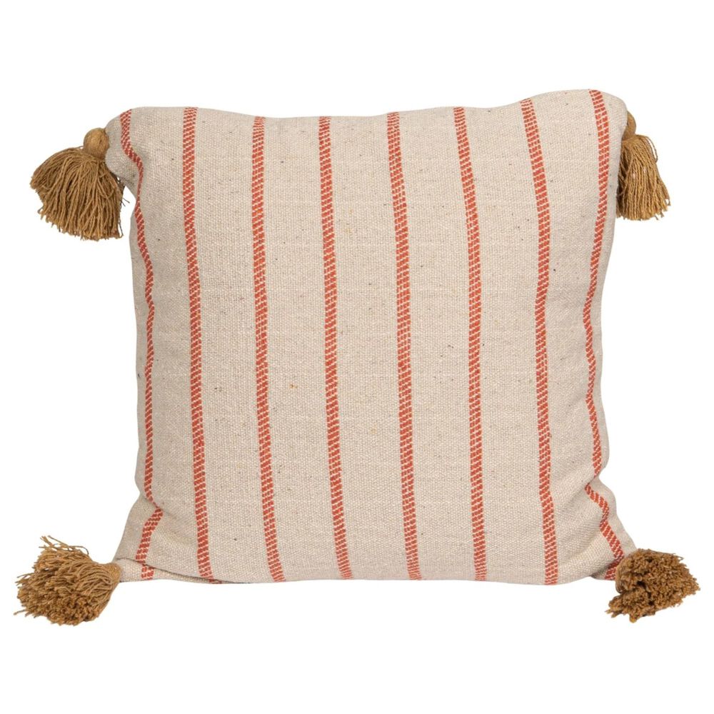 Teak Interiors 18&quot; x 18&quot; Abstract Throw Pillow with Tassels in Multicolor, , large