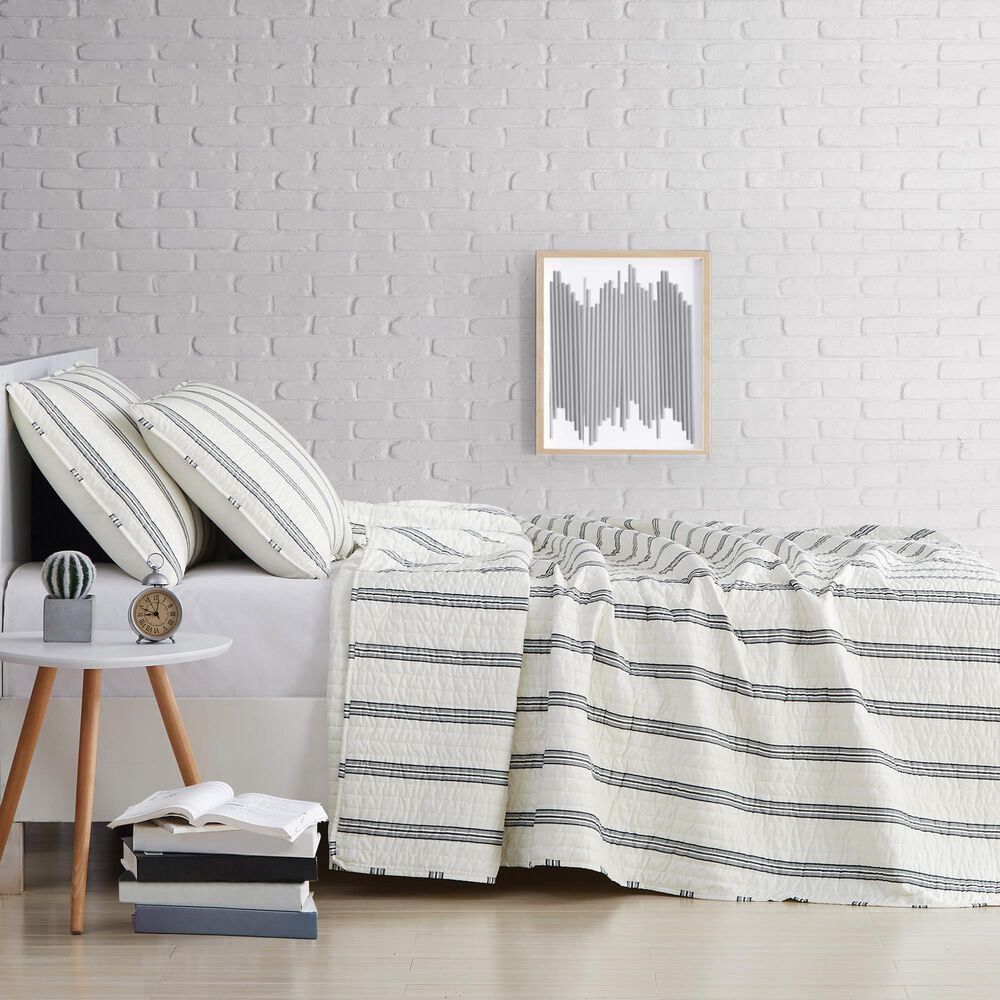 Pem America Truly Soft Millennial 2-Piece Twin XL Quilt Set in Ivory and Black, , large
