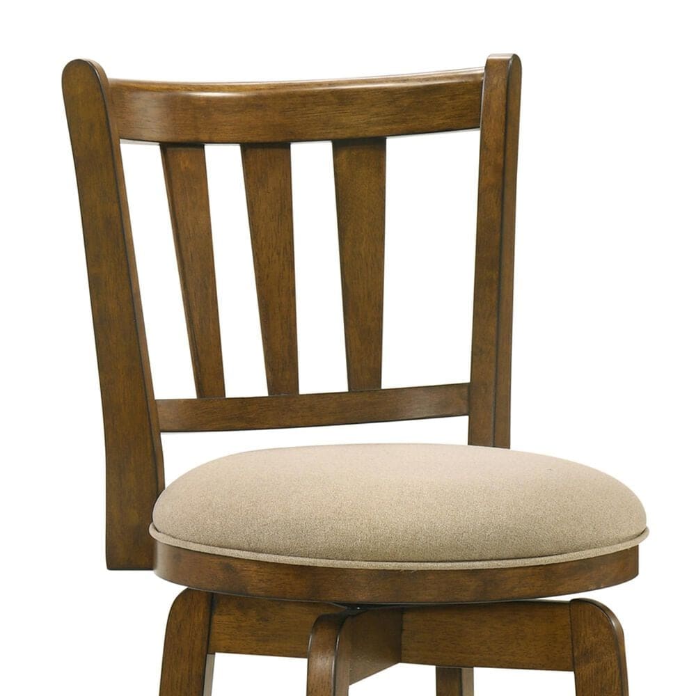 Armen Living Wren Swivel Counter Height Stool with Light Scone Upholstery in Sepia Brown, , large