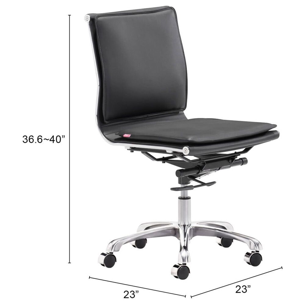 Zuo Modern Lider Plus Office Chair in Black and Silver, , large