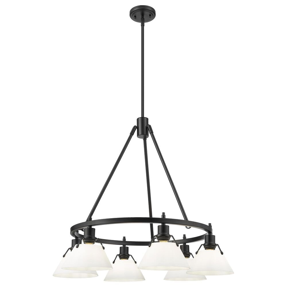 Golden Lighting Orwell 6-Light Chandelier with Opal Glass Shade in Matte Black, , large