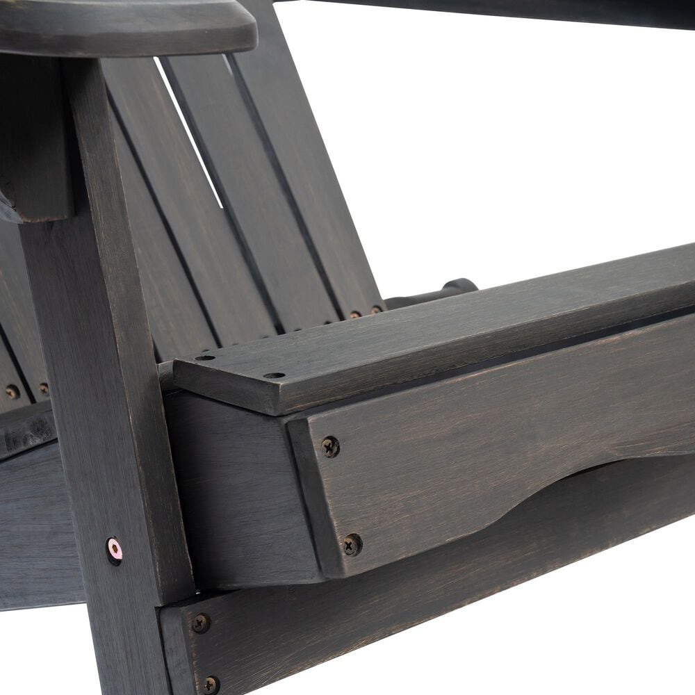 Hearth and Haven Malibu Outdoor Folding Adirondack Chair with Slatted Seating in Dark Gray, , large