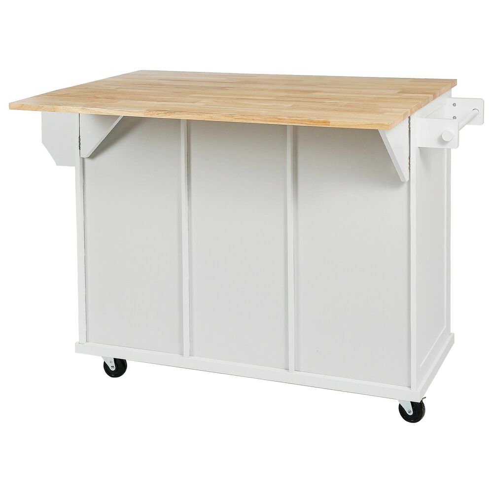 HOMLUX 53" Kitchen Island with Drop-Leaf in White, , large