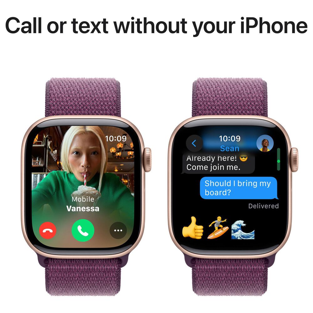 Apple Watch Series 10 GPS 42mm Rose Gold Aluminum Case with Plum Sport Loop, , large