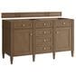 James Martin Brittany 60" Double Bathroom Vanity in Pecan with 3 cm Siberian Silestone Top, Rectangular Sinks and FreePower Wireless Charger, , large