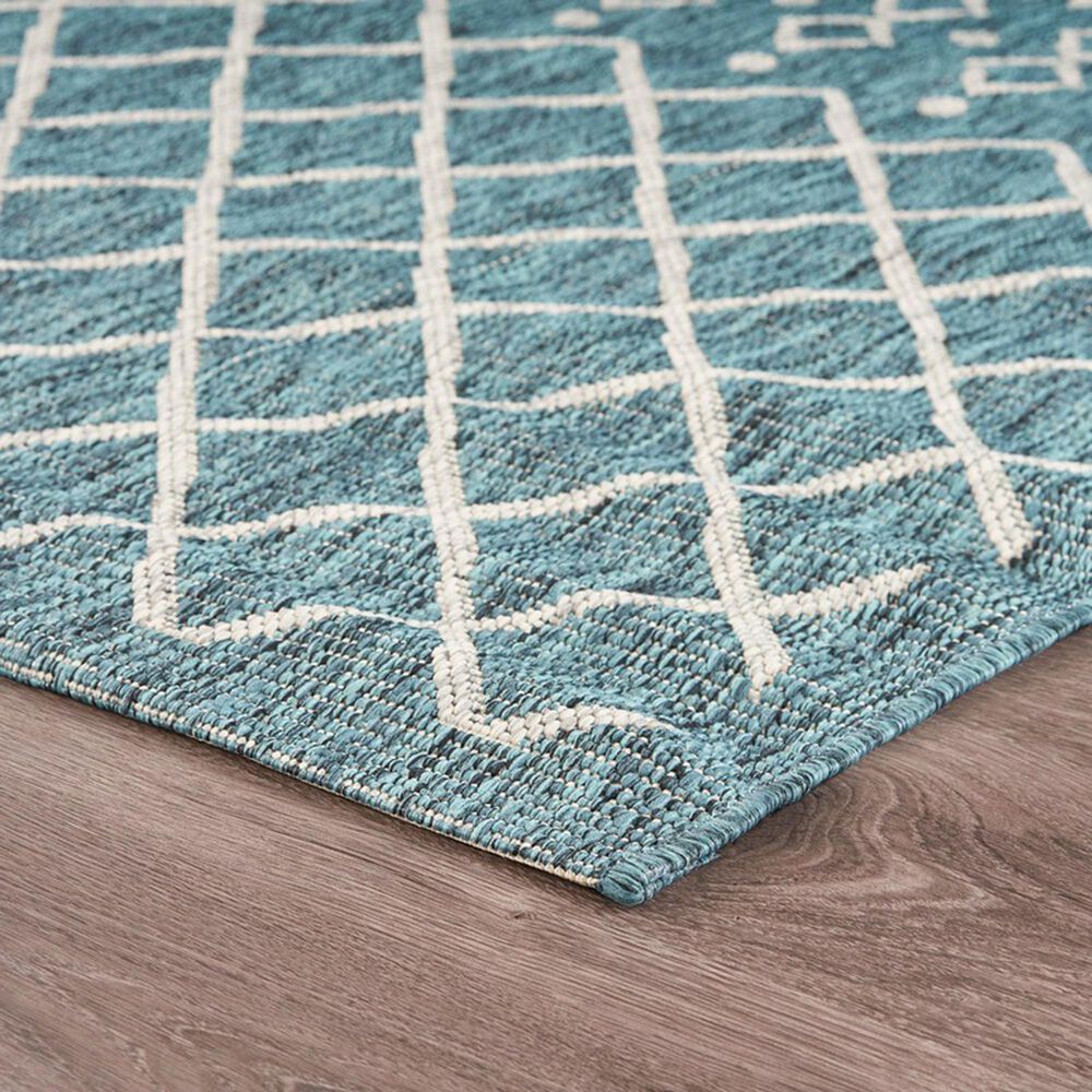 L&amp;R Resources Sun Shower 5&#39; x 8&#39; Blue and Gray Indoor/Outdoor Area Rug, , large