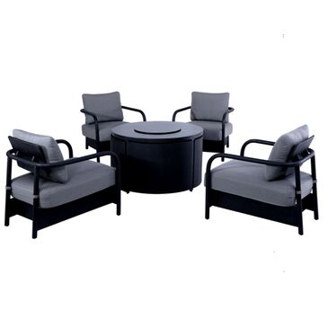 Clear Creek Collection 40" Round Chat Fire Pit with Deep Seating Lounge Chairs in Brown, , large