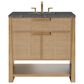 James Martin Vanities Solene 36" Single Bathroom Vanity in Seaside Oak with 3 cm Parisien Bleu Quartz Top and Rectangular Sink, , large
