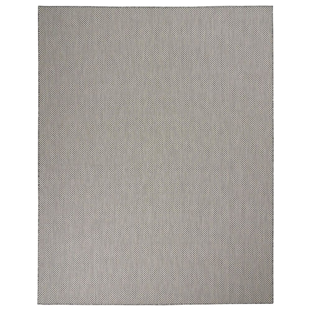 Nourison Courtyard Ivory and Charcoal 10" x 14" Indoor/Outdoor Area Rug, , large