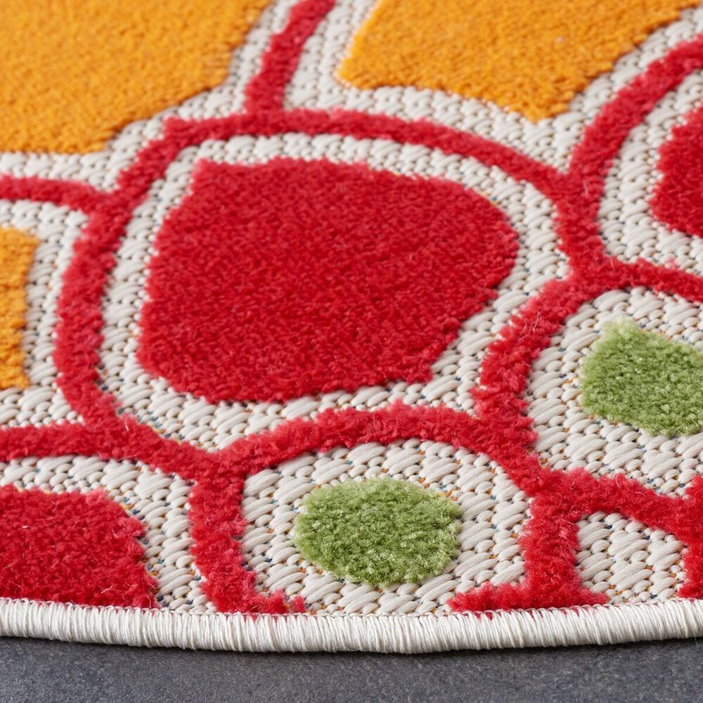 Safavieh Cabana CBN328A 3&#39; Round Ivory and Orange Indoor/Outdoor Area Performance Rug, , large