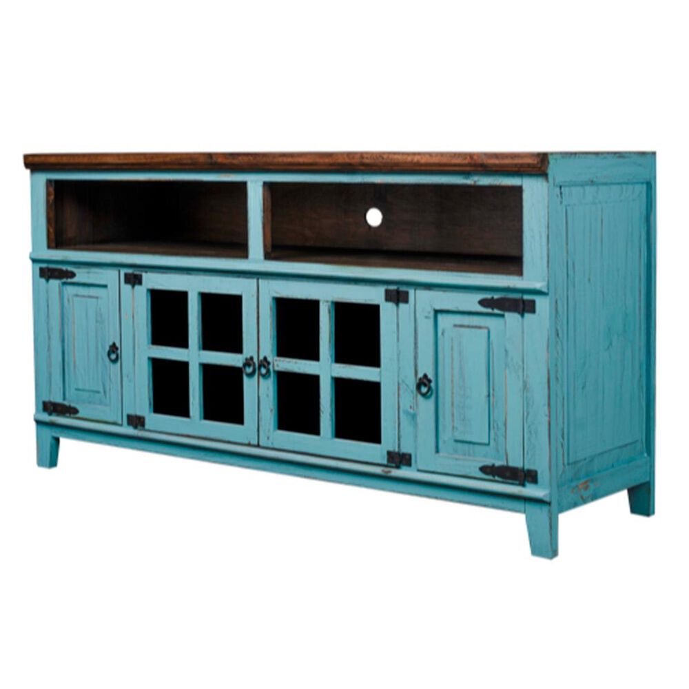 Rustic Imports Hacienda 72" TV Stand in Antique Turquoise Nebraska