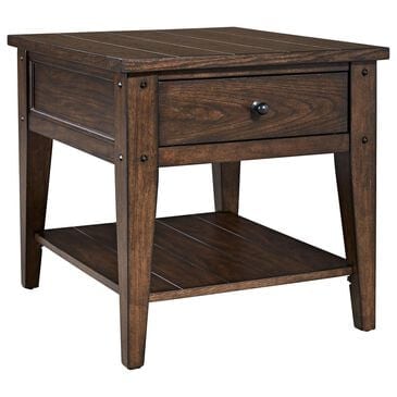Belle Furnishings Lake House End Table in Rustic Brown Oak, , large